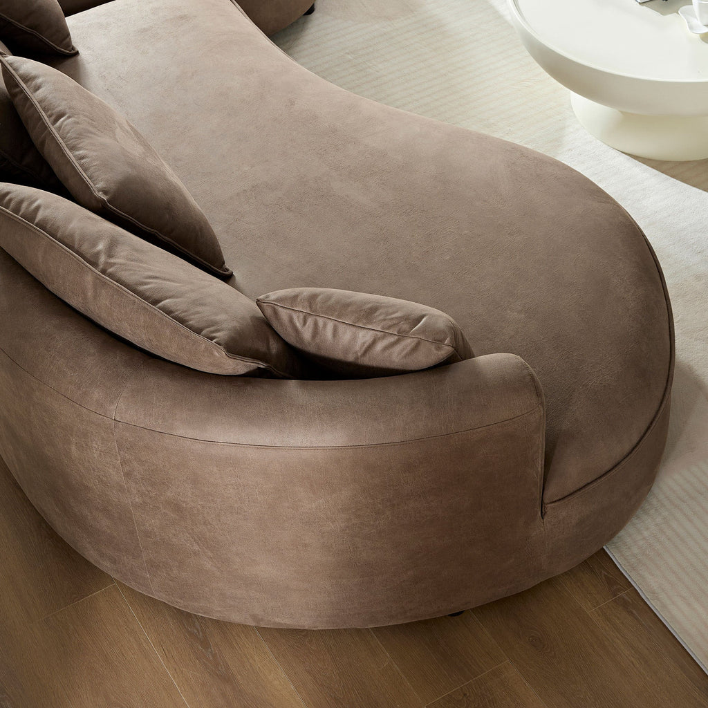 128.74 Inch Modern Sectional Curved Sofa Couch for Living Room,Leathaire Upholstered 5-Seat Sofa Couch, Technology Cloth Couch Set for Apartment Office,Brown