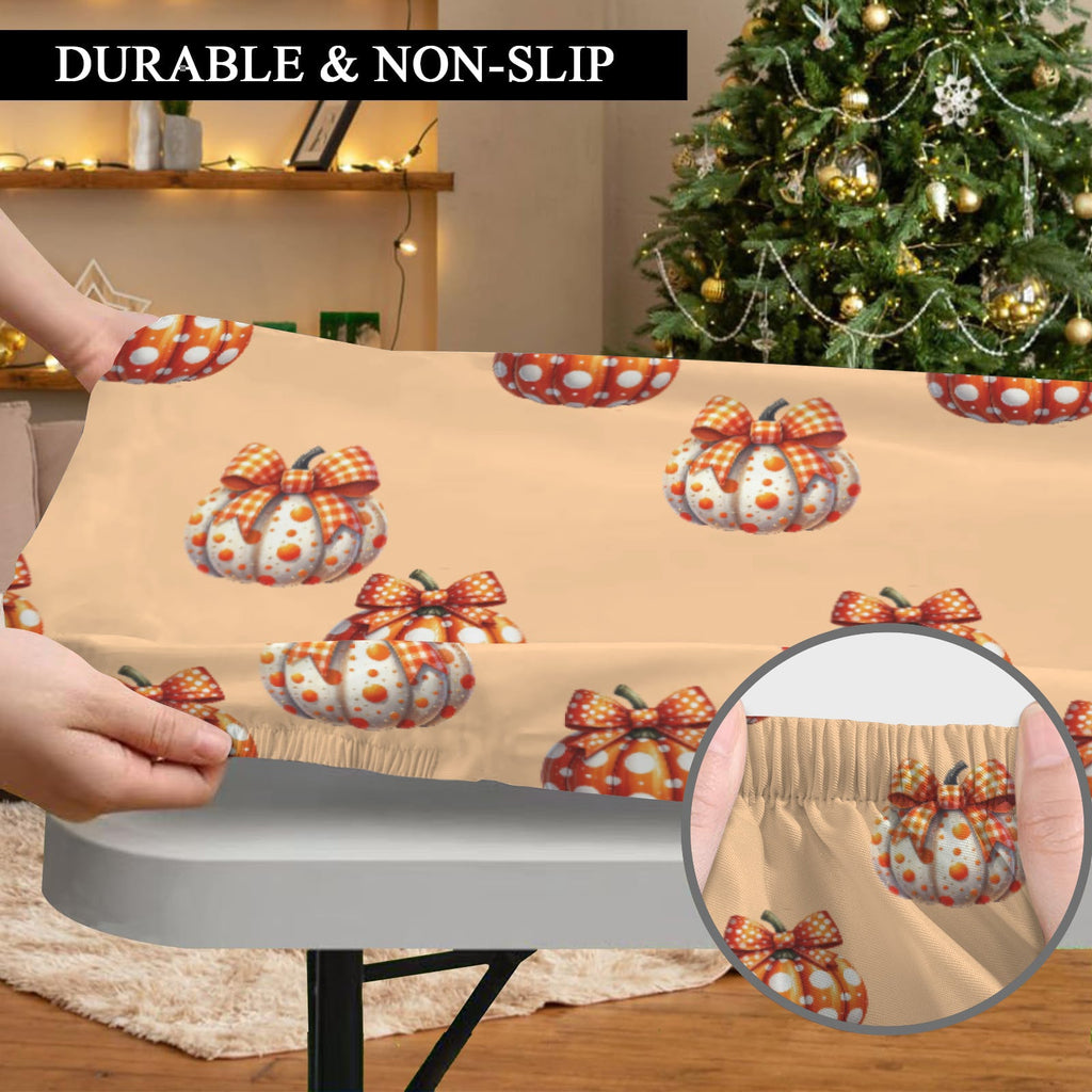 Fall Decorated Pumpkins Elastic Table Cover - 72" x 30" (Made in USA)
