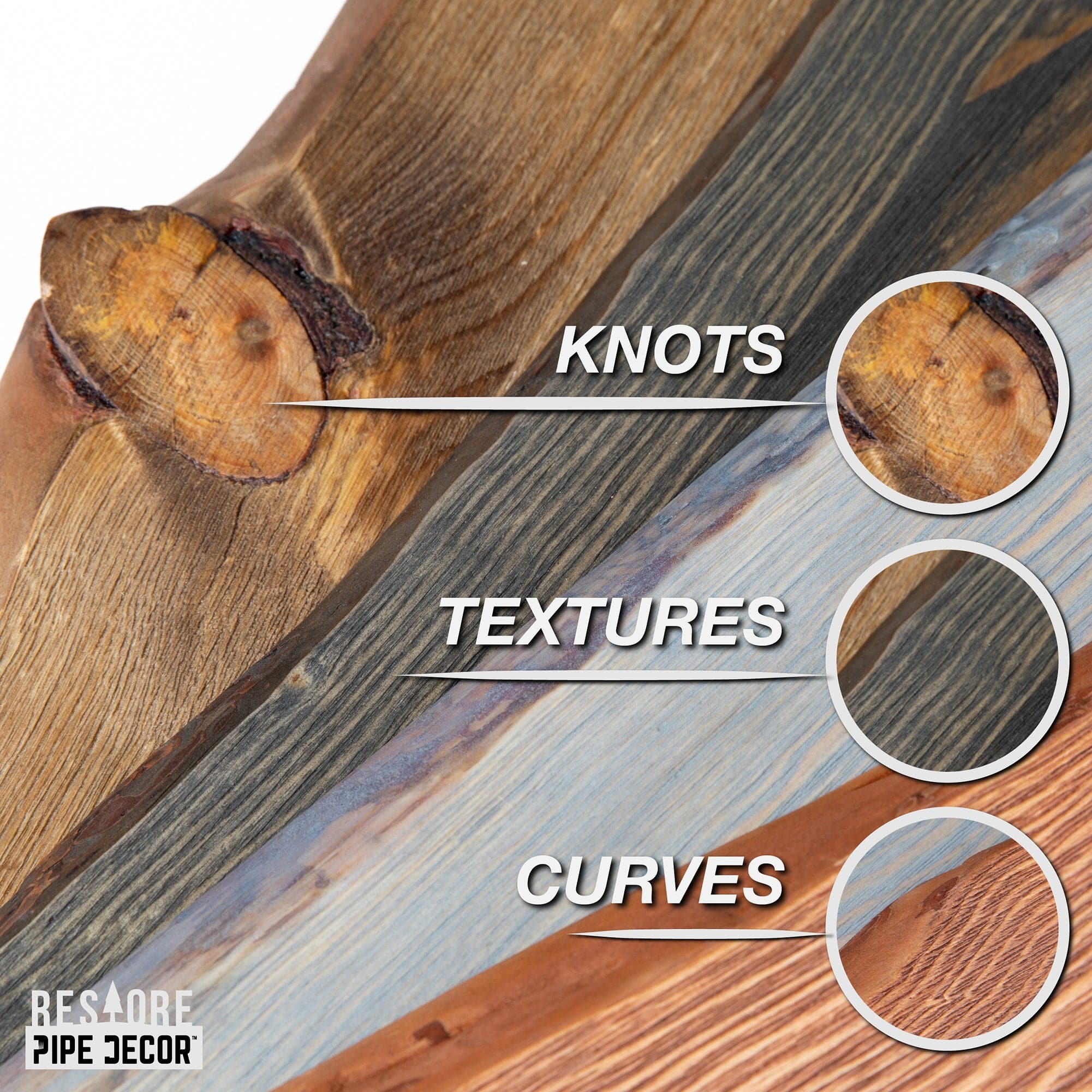 24” Sunset Cedar Live Edge Wood Shelf with L-Shaped Pipe Brackets (2-Pack)