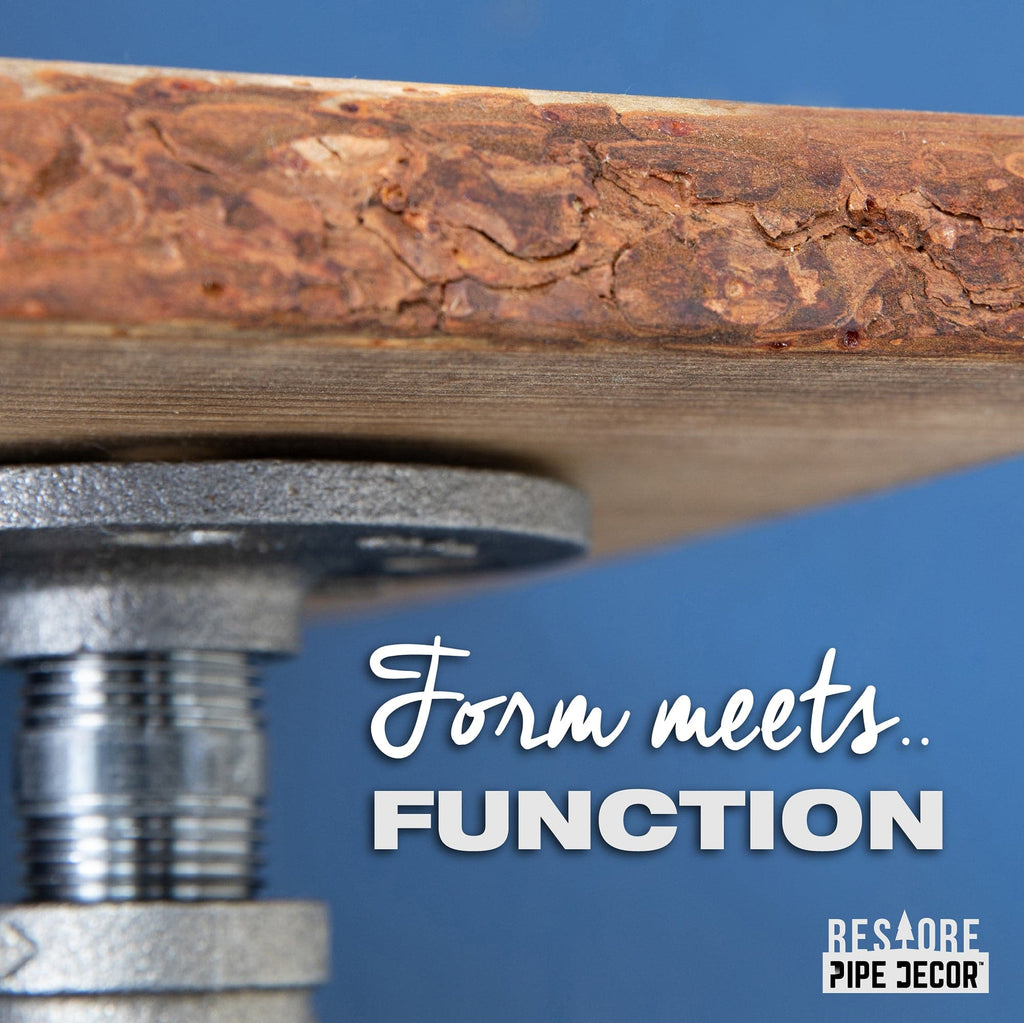 36” Trail Brown Live Edge Wood Shelf with L-Shaped Pipe Brackets (2-Pack)
