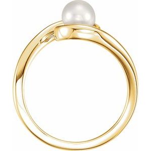 14K Yellow Gold 5.5-6.0 mm Cultured White Freshwater Pearl Ring