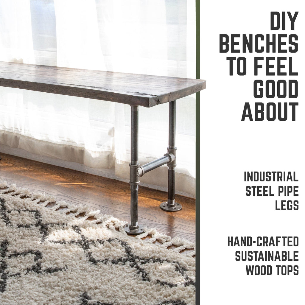 RESTORE Boulder Black Solid Live Edge Wood Accent Bench