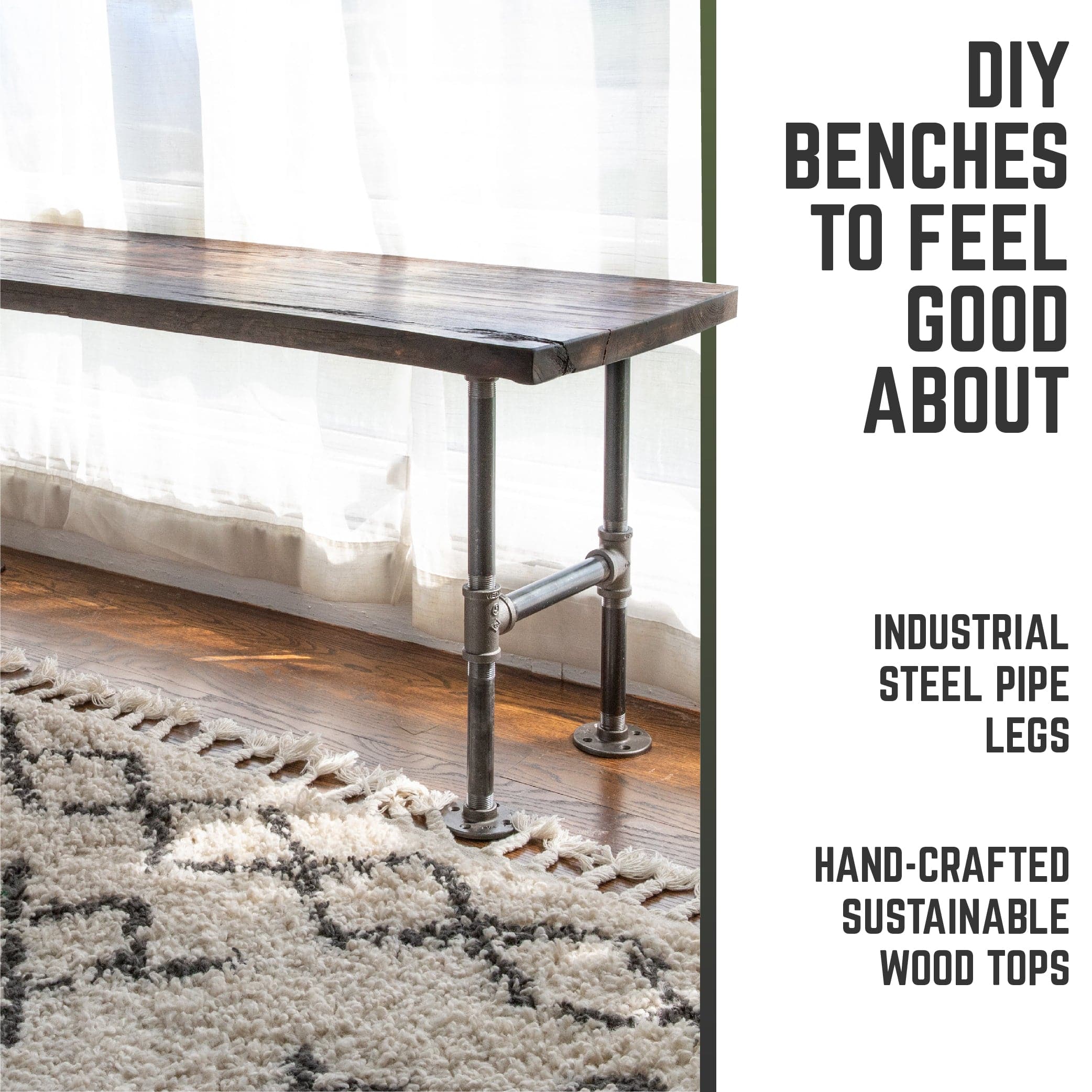 RESTORE Trail Brown Solid Live Edge Wood Accent Bench
