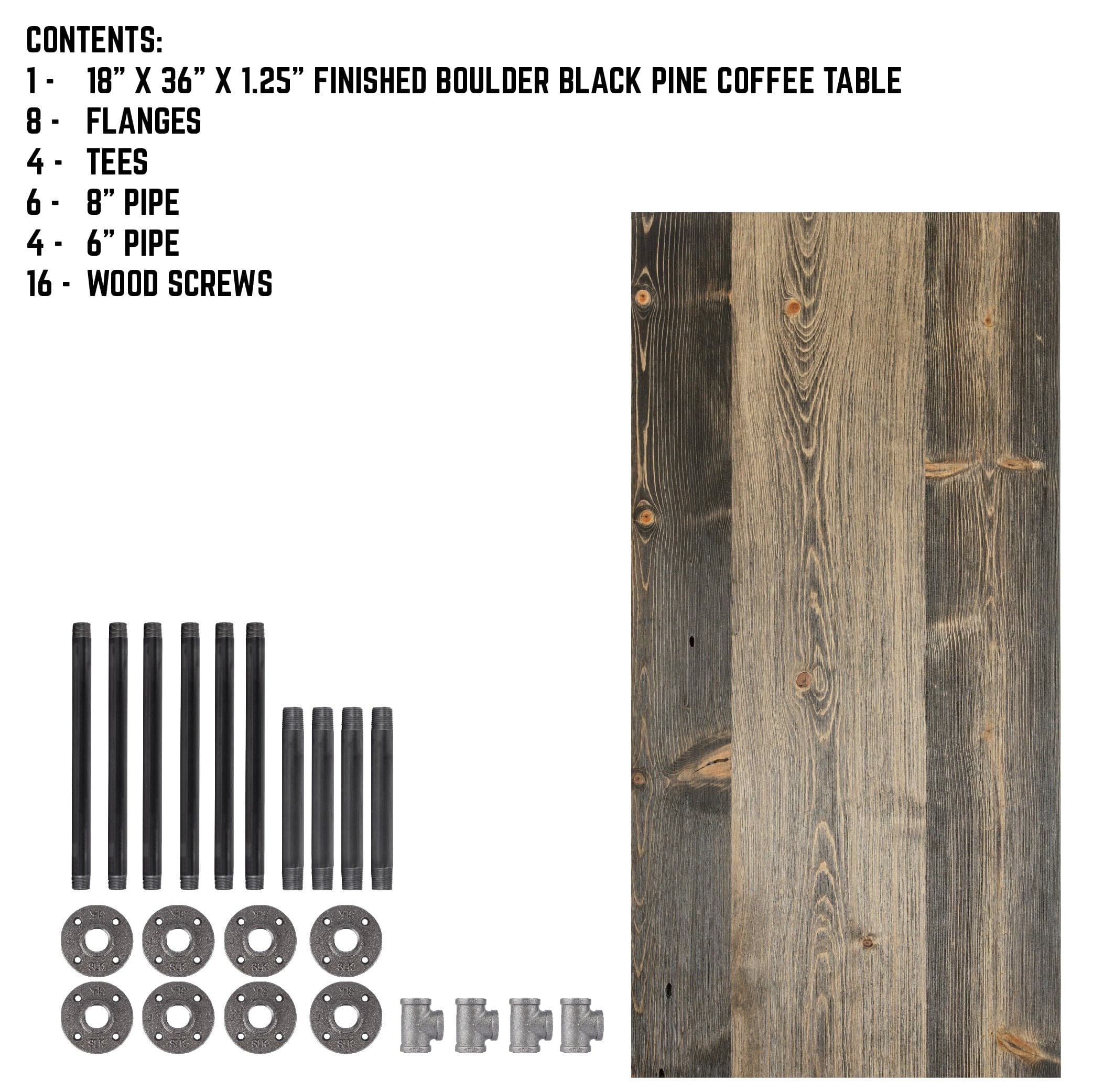 RESTORE Boulder Black Solid Wood Coffee Table