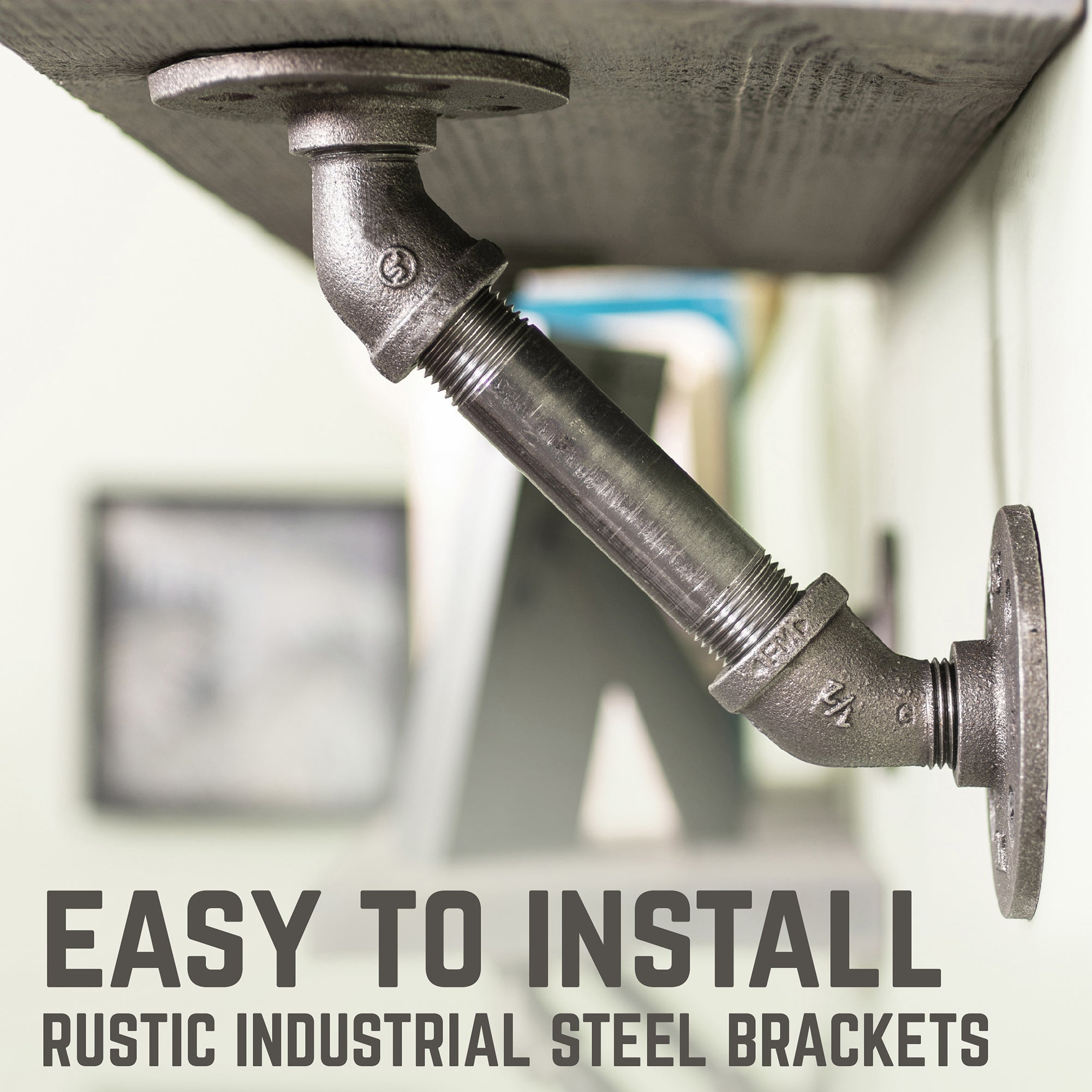 RESTORE Riverstone Grey 36 in. Shelves with Angled Brackets