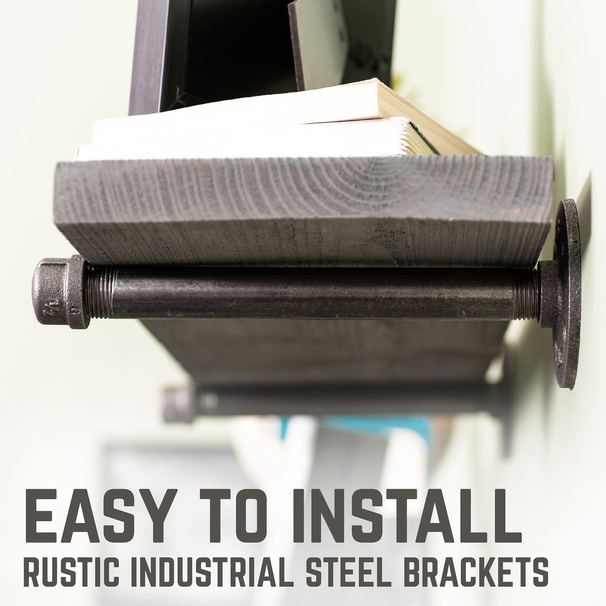 RESTORE Riverstone Grey 36 in. Shelves with Straight Brackets
