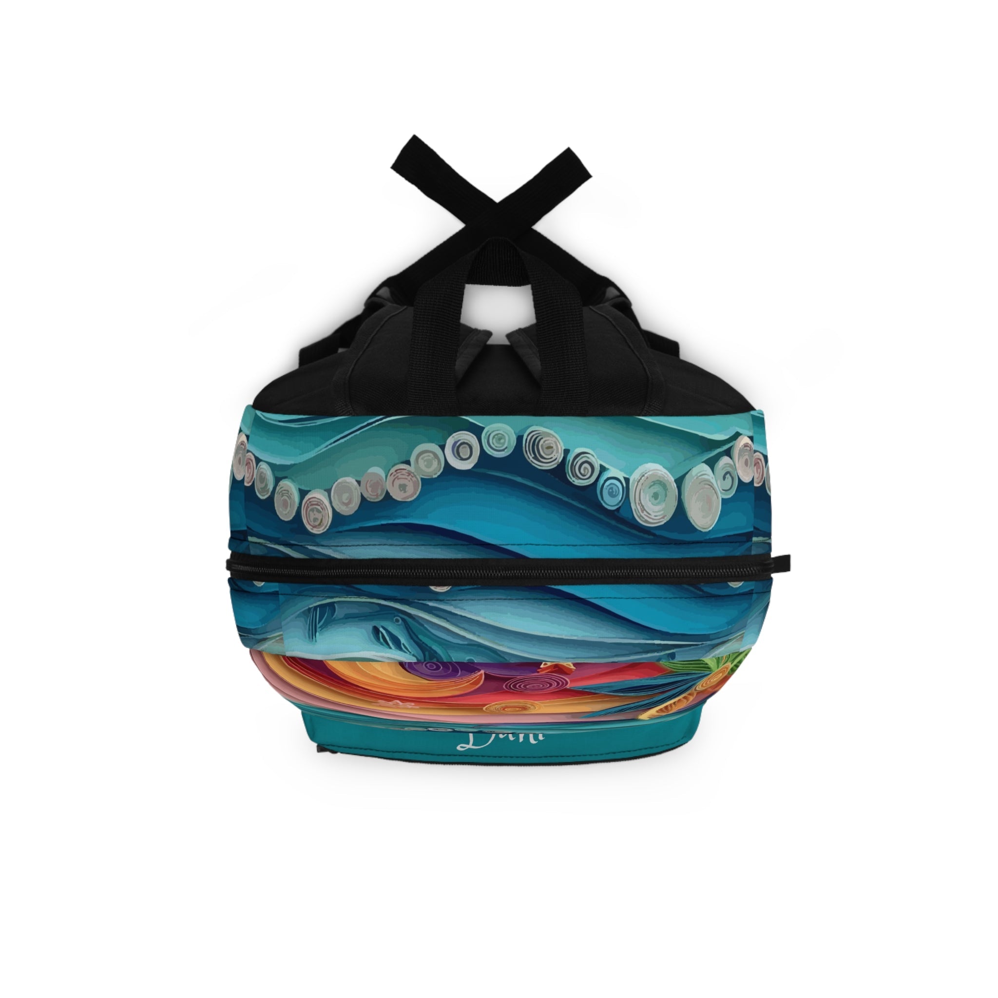 Tropical Origami Colorful Beachy Waves Personalized Backpack, Custom School Bag, Tropical Vibes Daypack, Gift for Students, Travel Essentials
