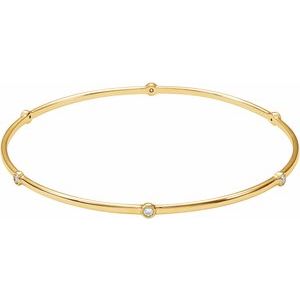 14K Yellow Gold 1/4 CTW Lab-Grown Diamond Bezel-Set Bangle 8" Bracelet
