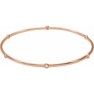 14K Rose Gold 1/4 CTW Natural Diamond Bezel-Set Bangle 8" Bracelet