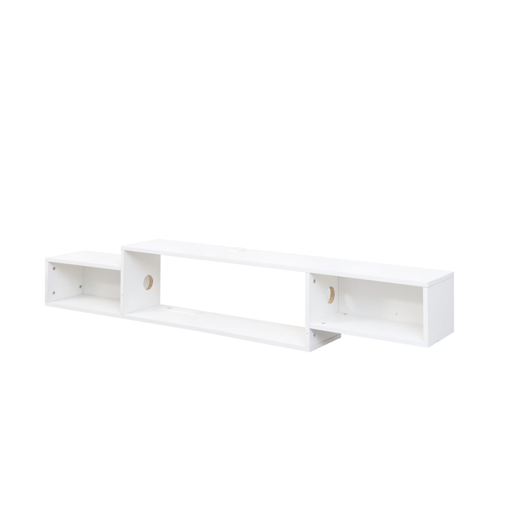65.35in Wall Mounted Floating  TV Stand with 20 Color LEDs and Charging Station