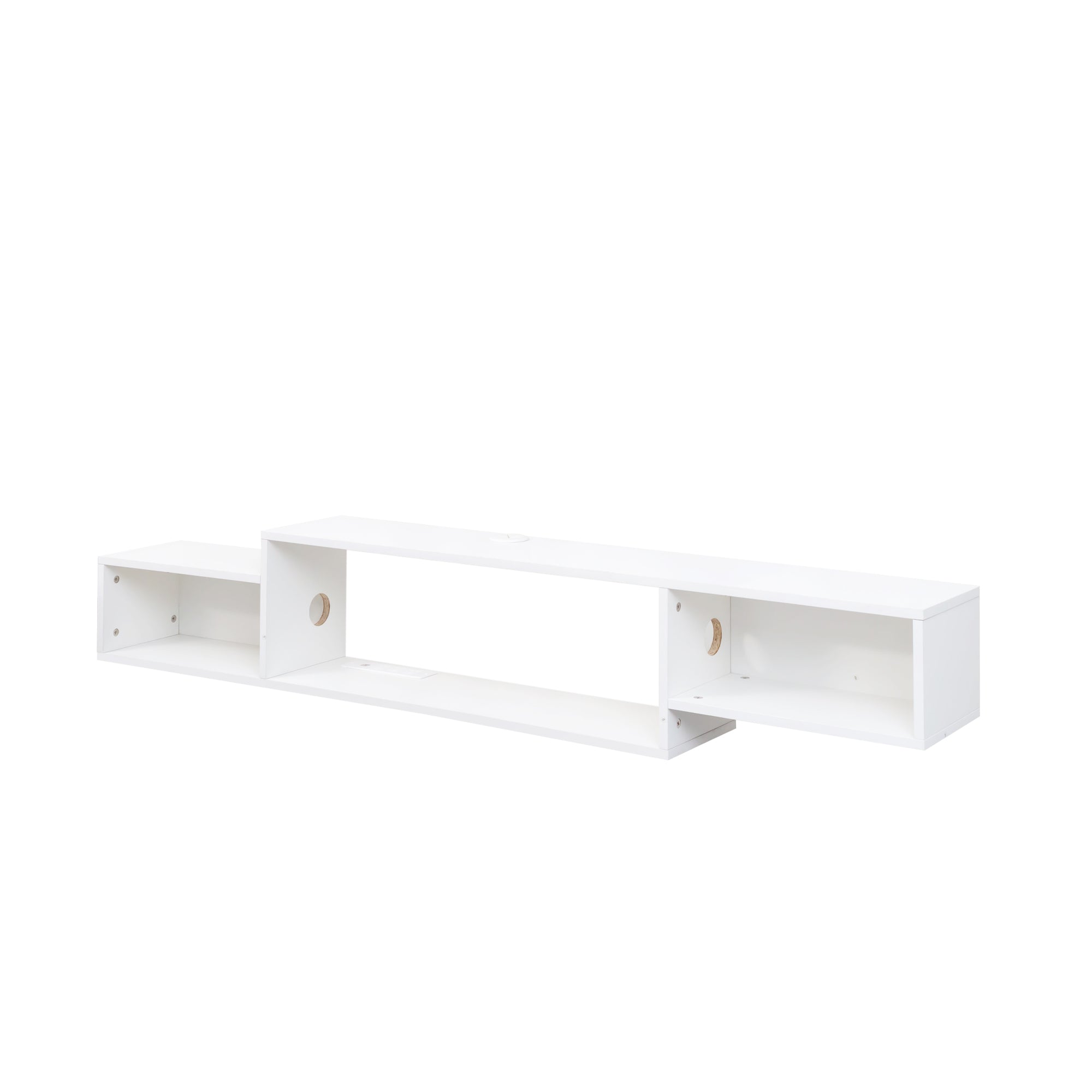 65.35in Wall Mounted Floating  TV Stand with 20 Color LEDs and Charging Station
