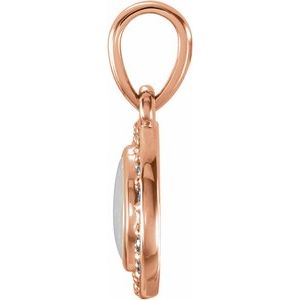 14K Rose Gold Natural White Opal & .08 CTW Natural Diamond Pendant