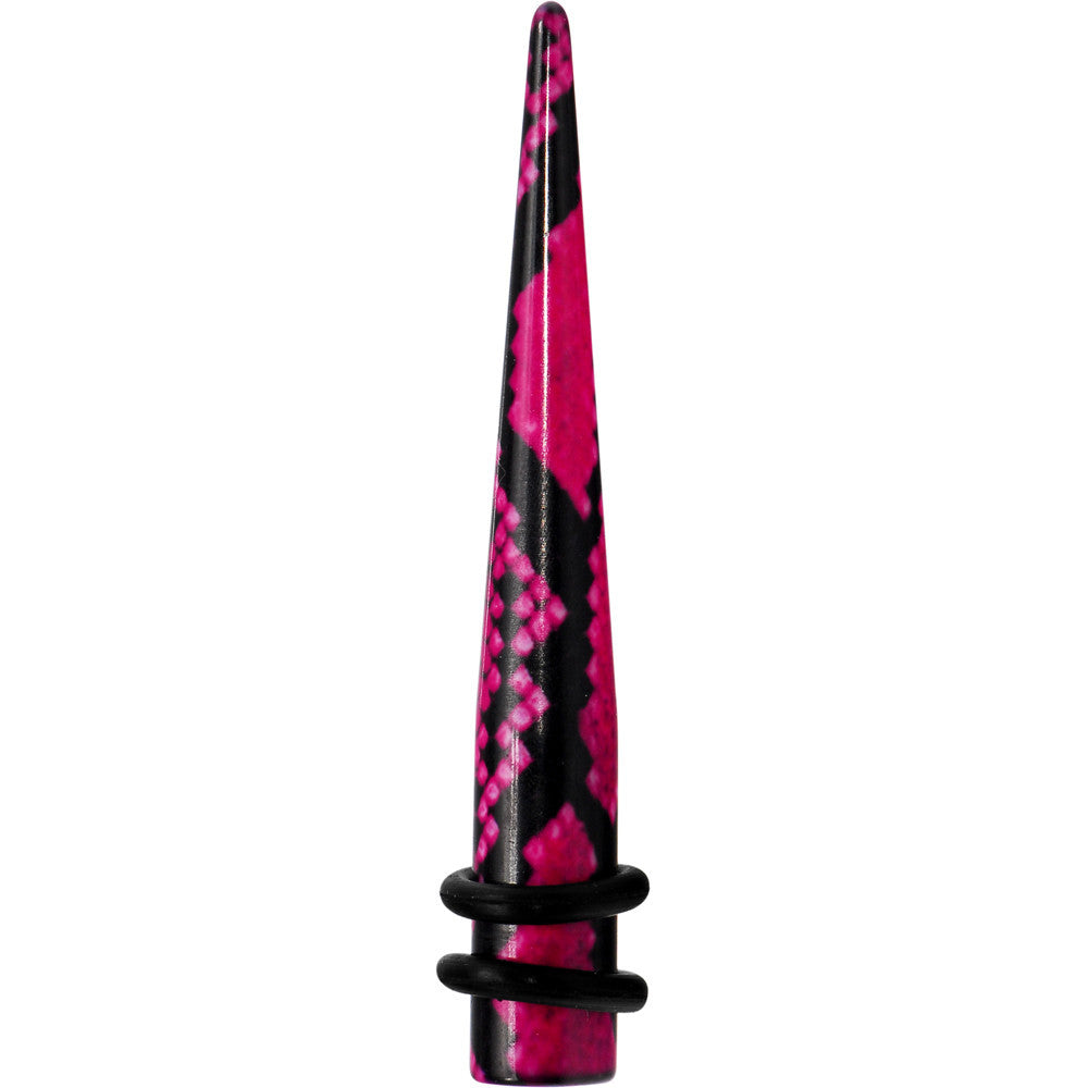 2G Pink Snake Skin Acrylic Taper