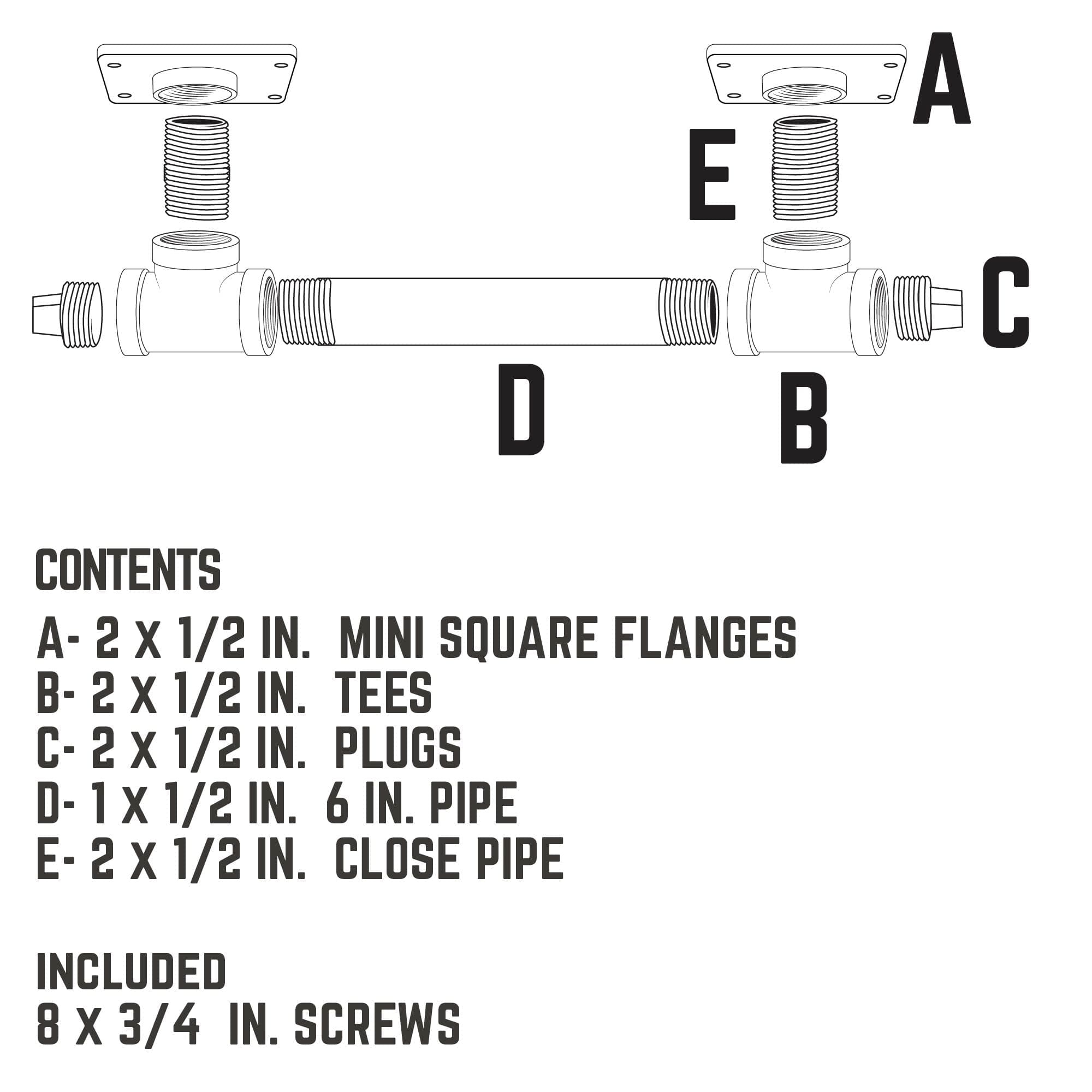 1/2 in. Tee Barn Door Handle, Mini-Square Flange – 10.75 in. L