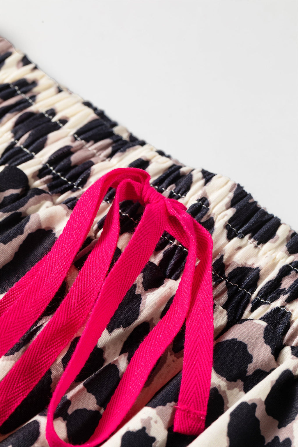 Leopard Tie Waist Contrast Detail Casual Pants