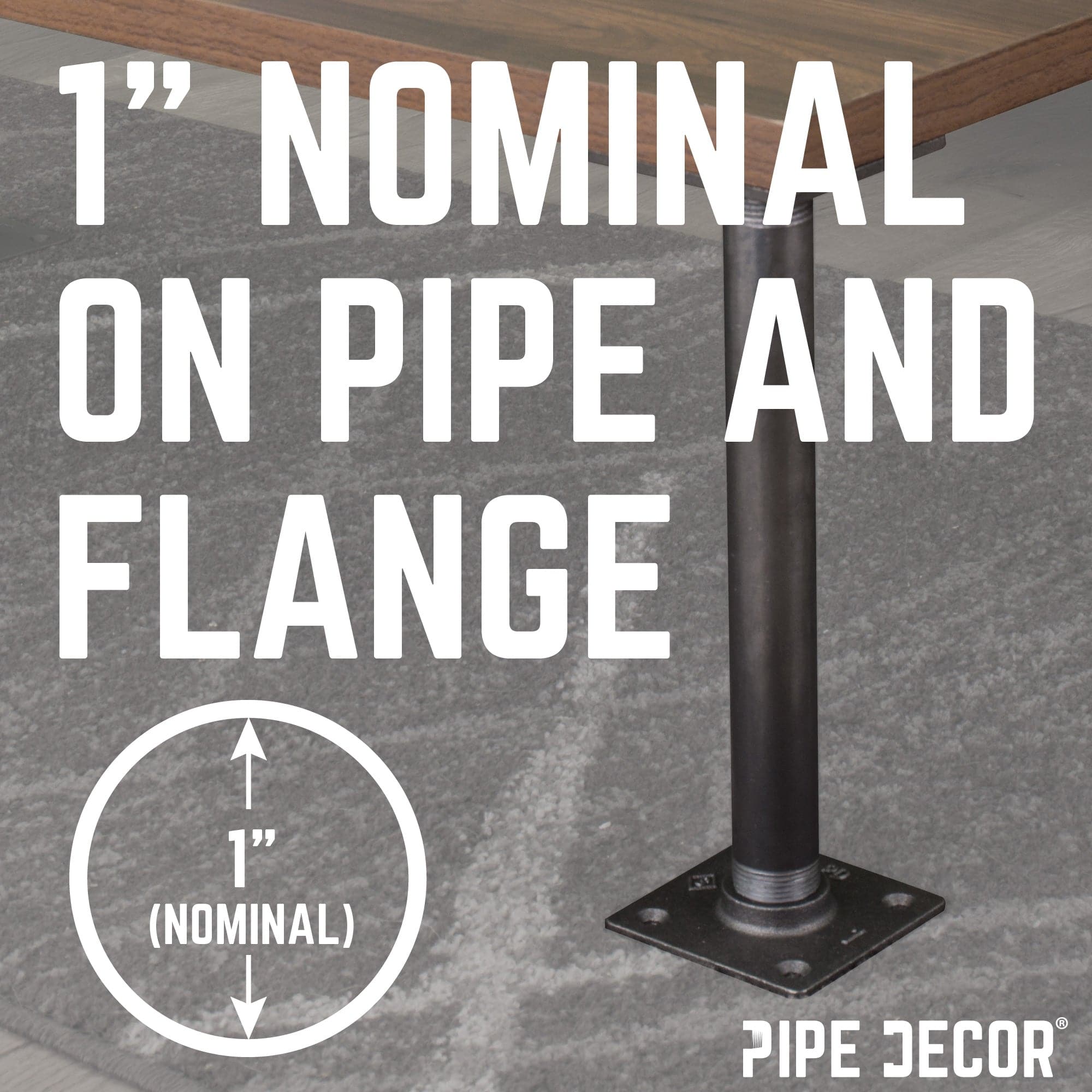 1 in. x 30 in. Square Flange Pipe Table Legs - 4 Pack