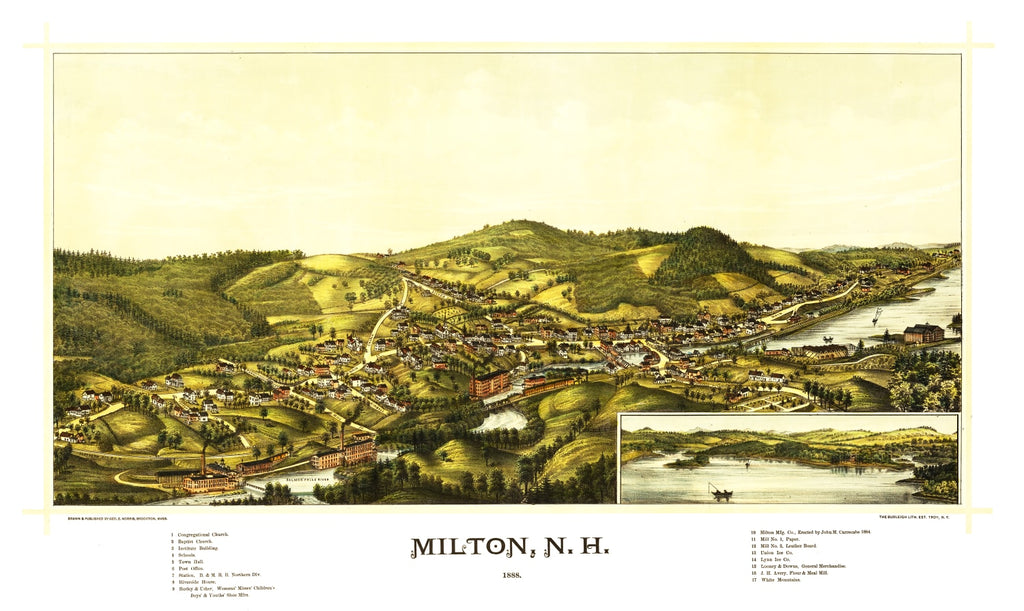 Vintage Map of Milton, New Hampshire 1888