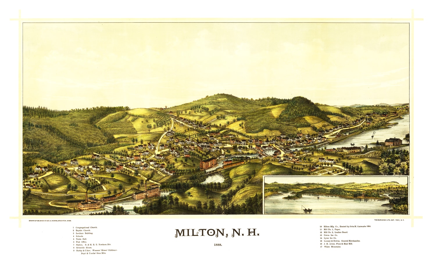 Vintage Map of Milton, New Hampshire 1888