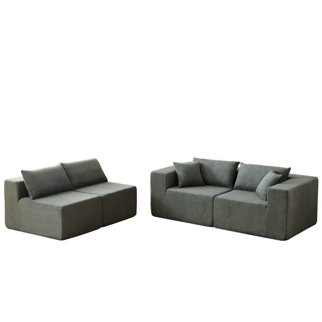104-Inch Corduroy  Modular L Shaped Sectional Sofa,Luxury Floor Couch Set,Upholstered Indoor Furniture,Foam-Filled Compressed Sofa for Living Room,Bedroom,4 PC Free Combination