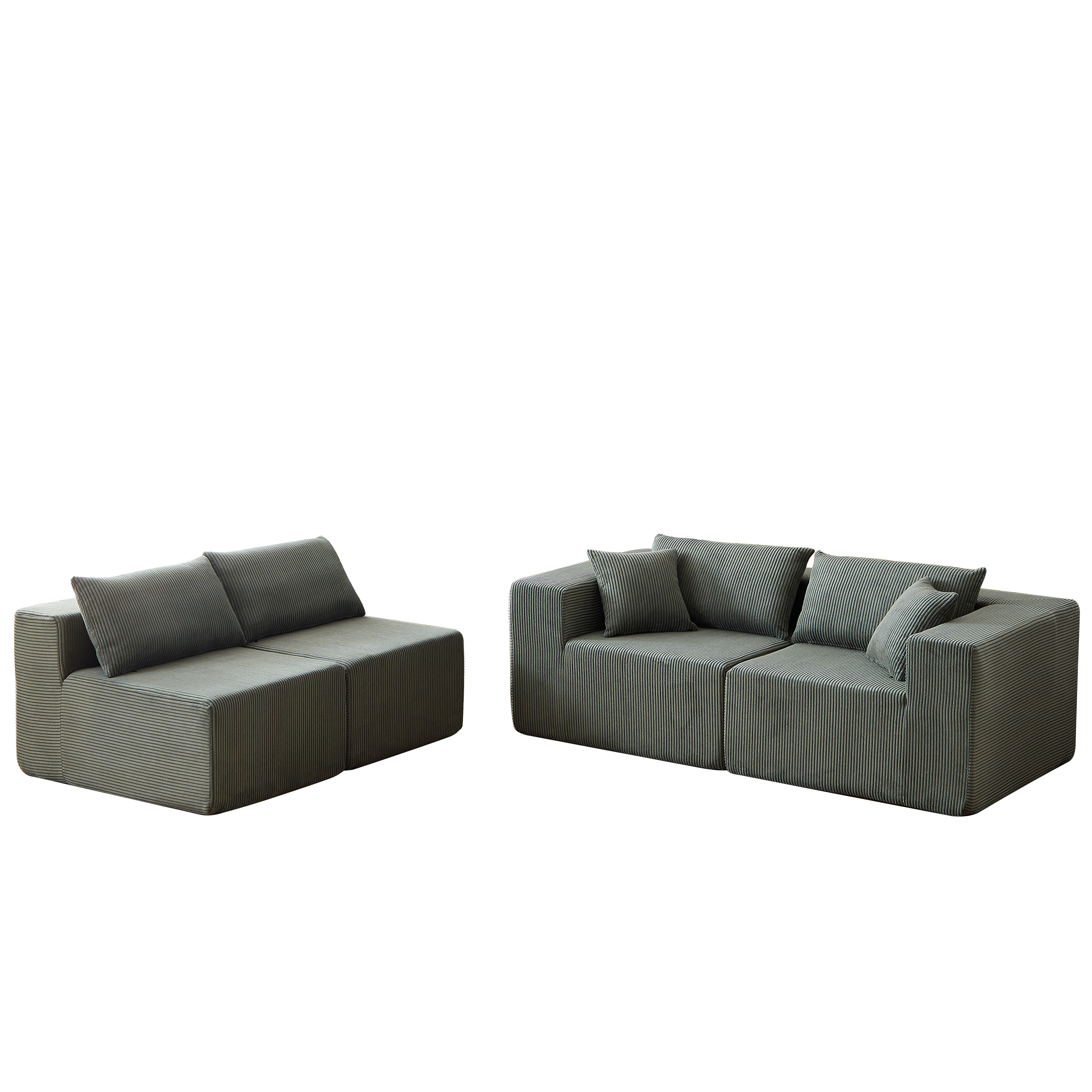 104-Inch Corduroy  Modular L Shaped Sectional Sofa,Luxury Floor Couch Set,Upholstered Indoor Furniture,Foam-Filled Compressed Sofa for Living Room,Bedroom,4 PC Free Combination