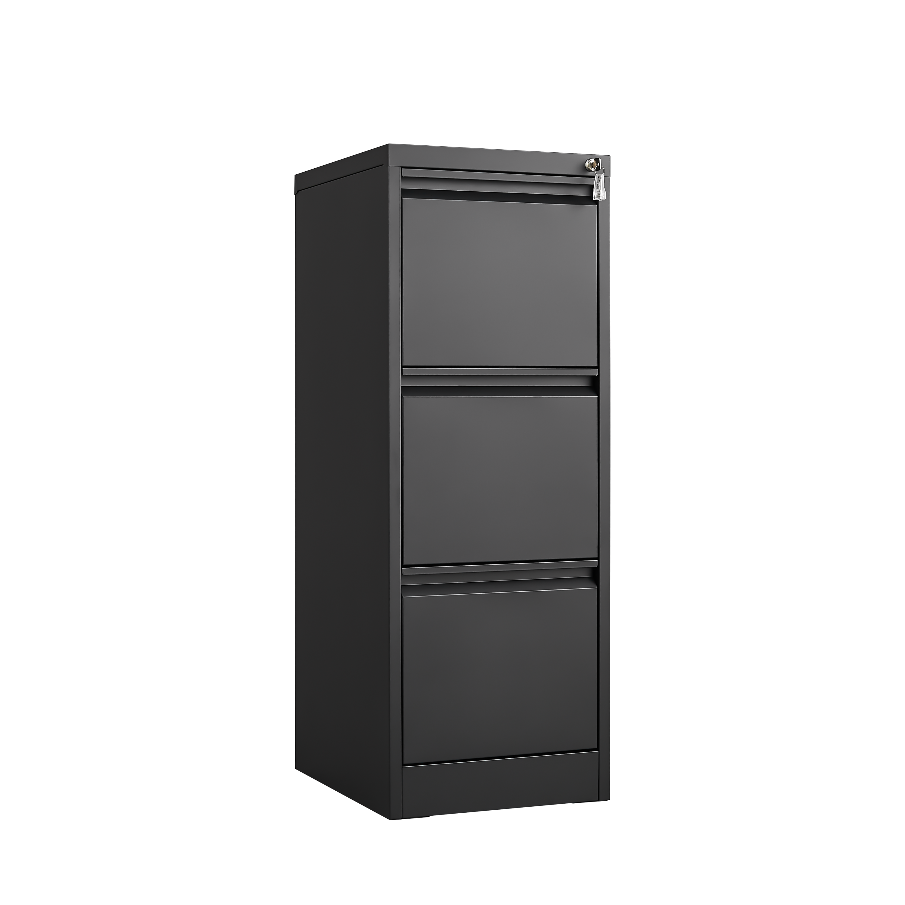 Durable Metal 3 Drawer File Cabinet with Lock for Office Storage, Black, 14.65x17.71x40.50 inches