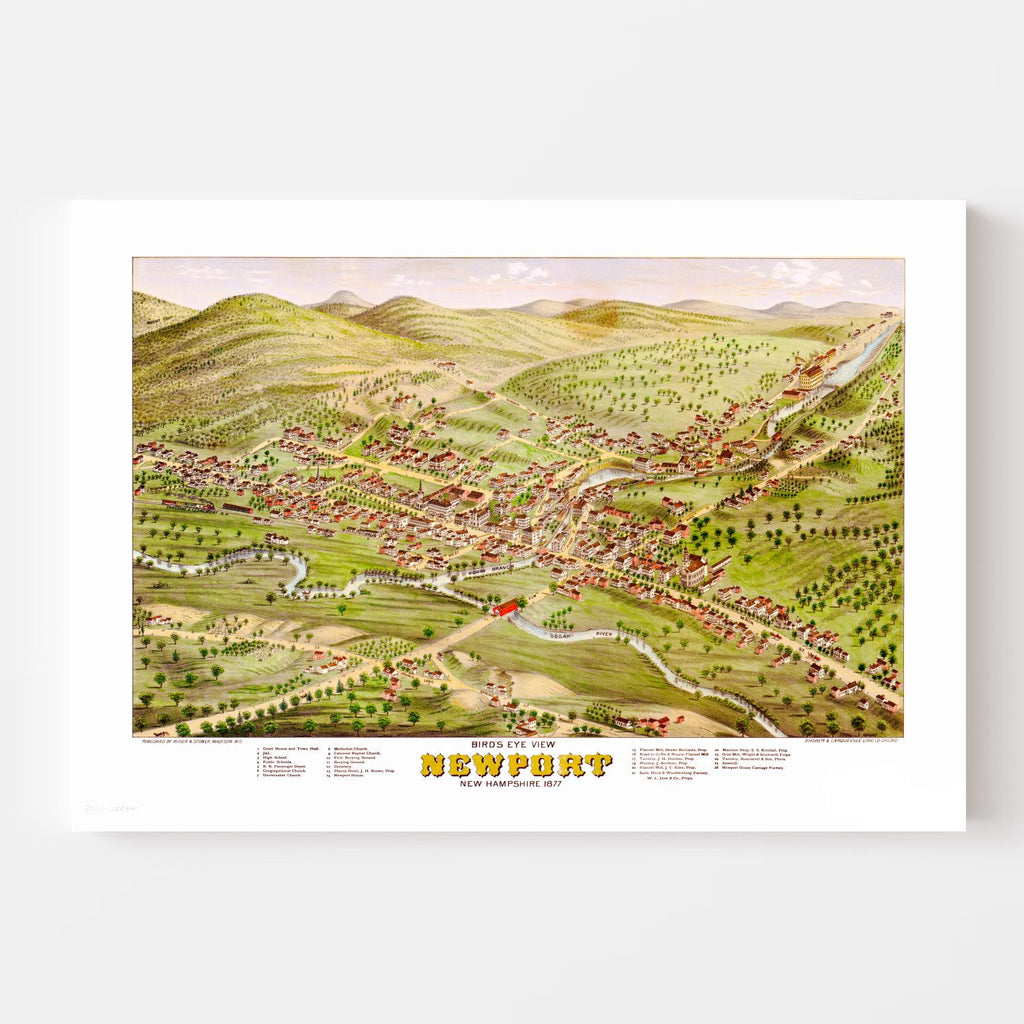 Vintage Map of Newport, New Hampshire 1877