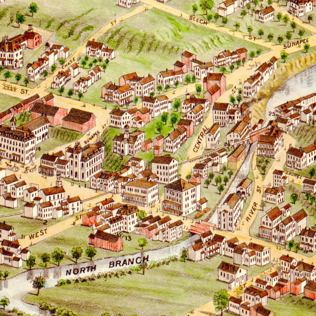 Vintage Map of Newport, New Hampshire 1877