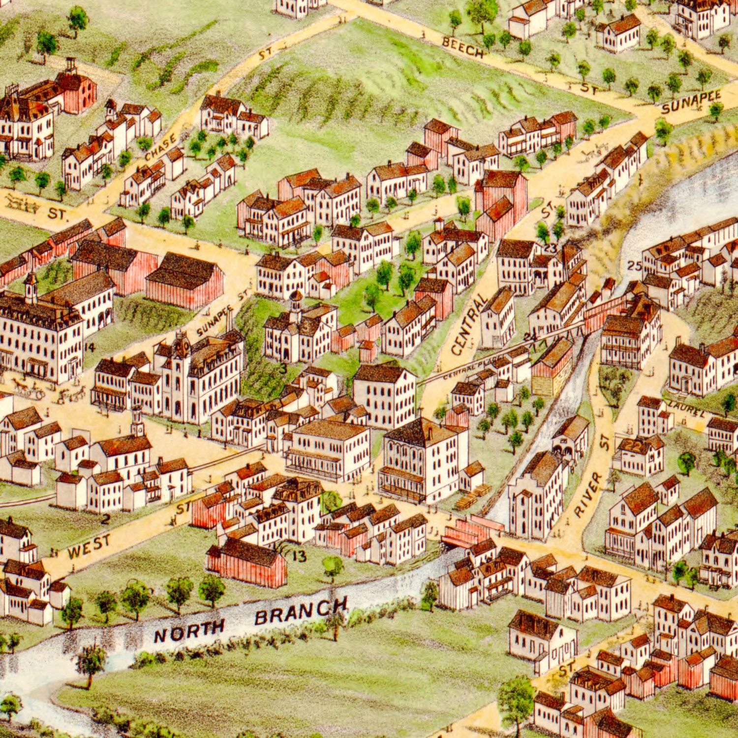 Vintage Map of Newport, New Hampshire 1877