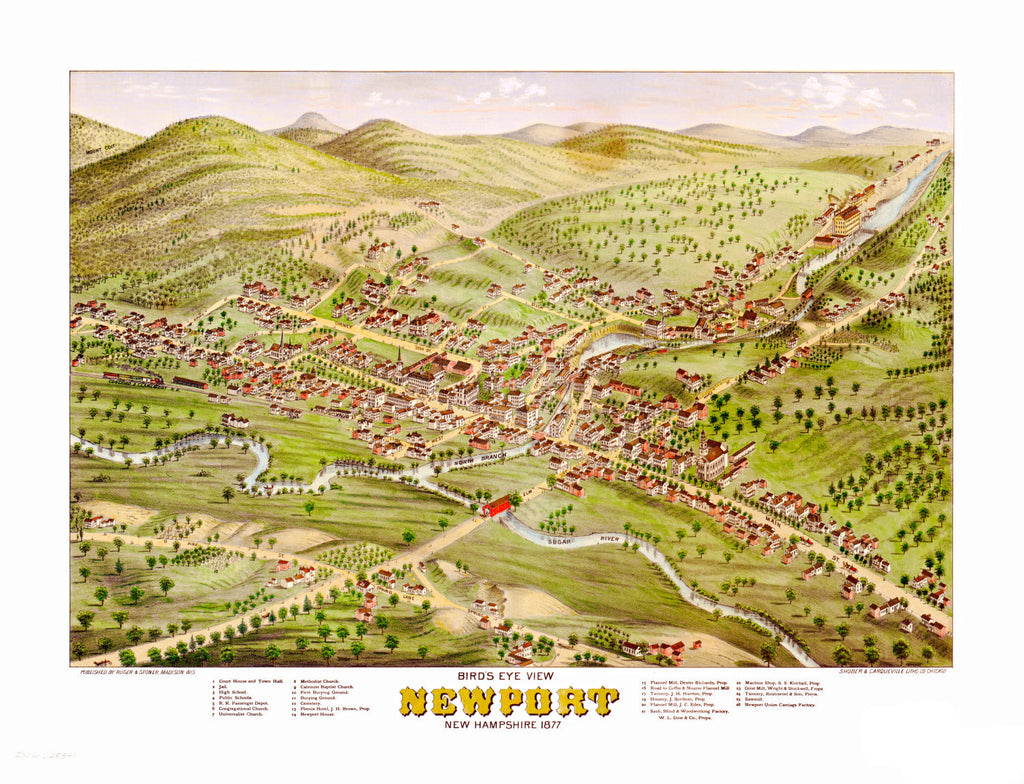 Vintage Map of Newport, New Hampshire 1877