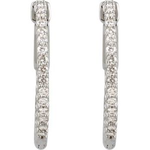 Sterling Silver Imitation White Cubic Zirconia Inside-Outside 23 mm Hinged Hoop Earrings – image 2