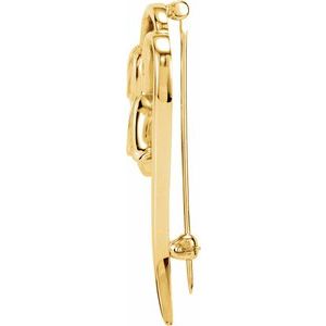 14K Yellow Gold 41.25x20.75 mm Floral Brooch