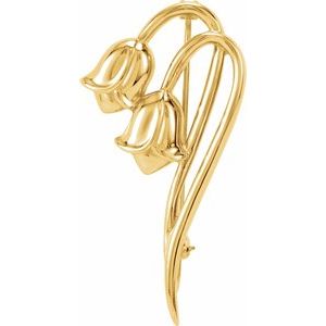 14K Yellow Gold 41.25x20.75 mm Floral Brooch