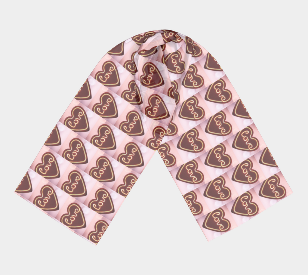 Neon Love Red Heart Design Long Scarf
