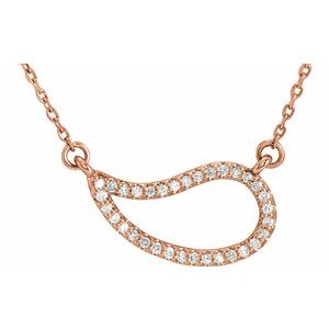 14K Rose Gold 1/6 CTW Natural Diamond Paisley 18" Necklace