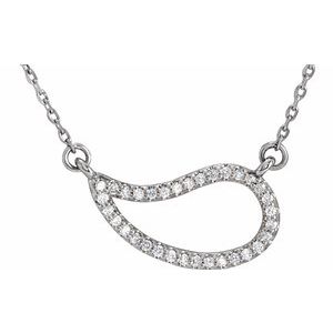 14K White Gold 1/6 CTW Natural Diamond Paisley 18" Necklace