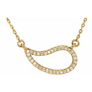 14K Yellow Gold 1/6 CTW Natural Diamond Paisley 18" Necklace