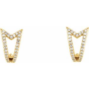 14K Yellow Gold 1/6 CTW Natural Diamond Geometric J-Hoop Earrings – image 2