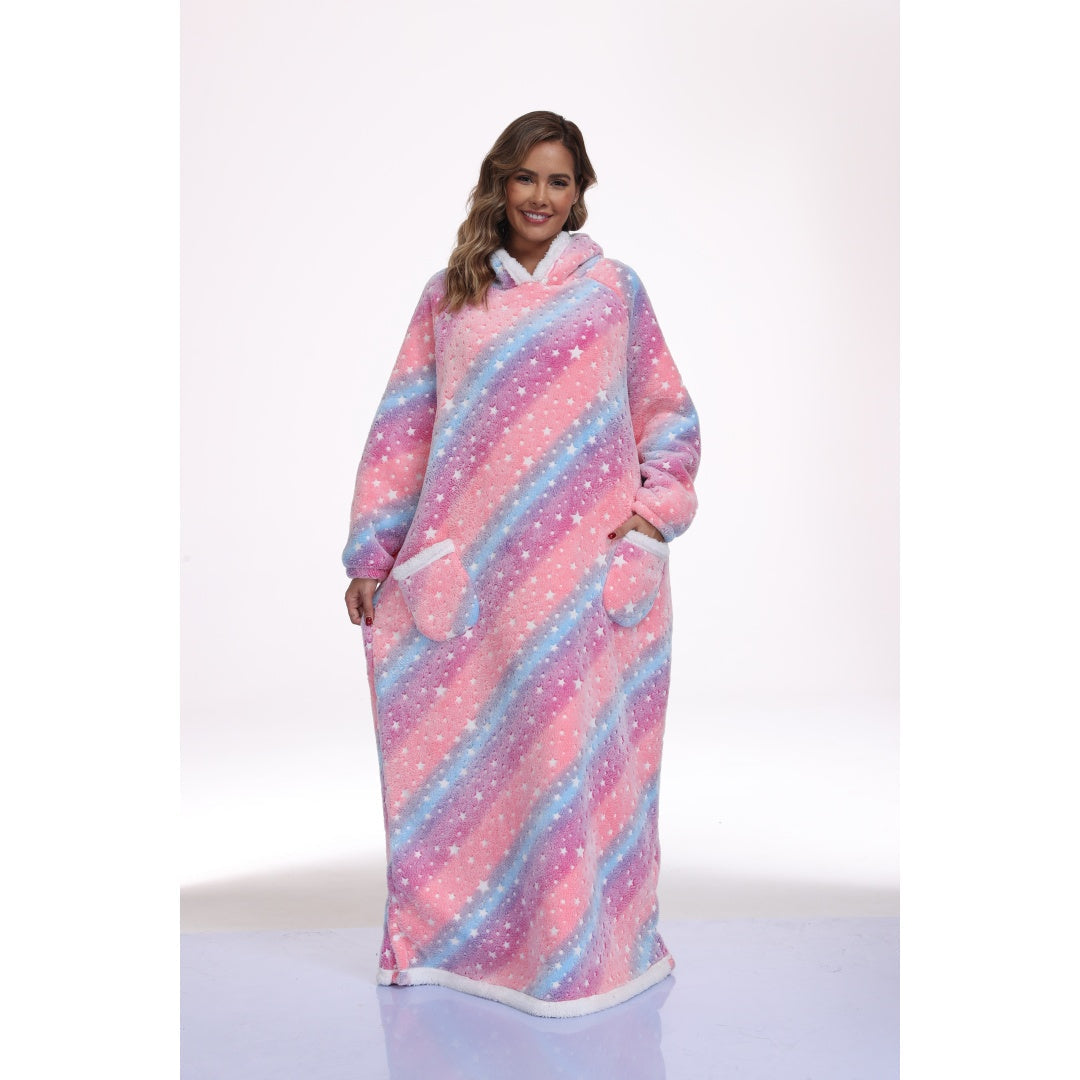 Oversized Wearable Hooded Blanket Glow In The Dark Print for Women
