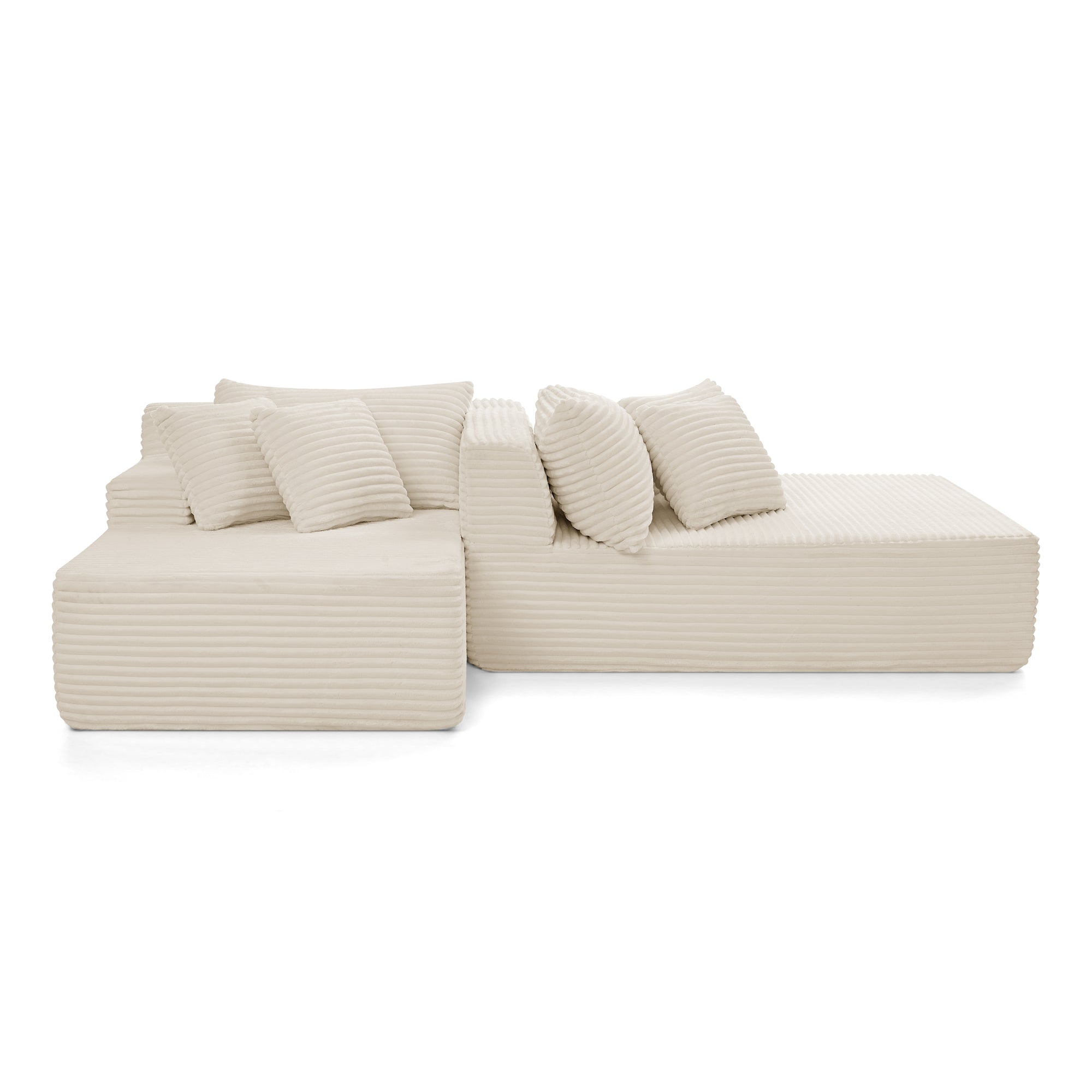Two-seater lazy sofa lounge chair,Compressed sofa no assembly required, made of velvet fabric, fluffy modern lounge chair, used for indoor living rooms and bedrooms-Beige