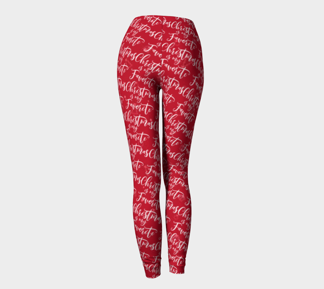 Christmas is My Favorite Time Red Printed Long Leggings