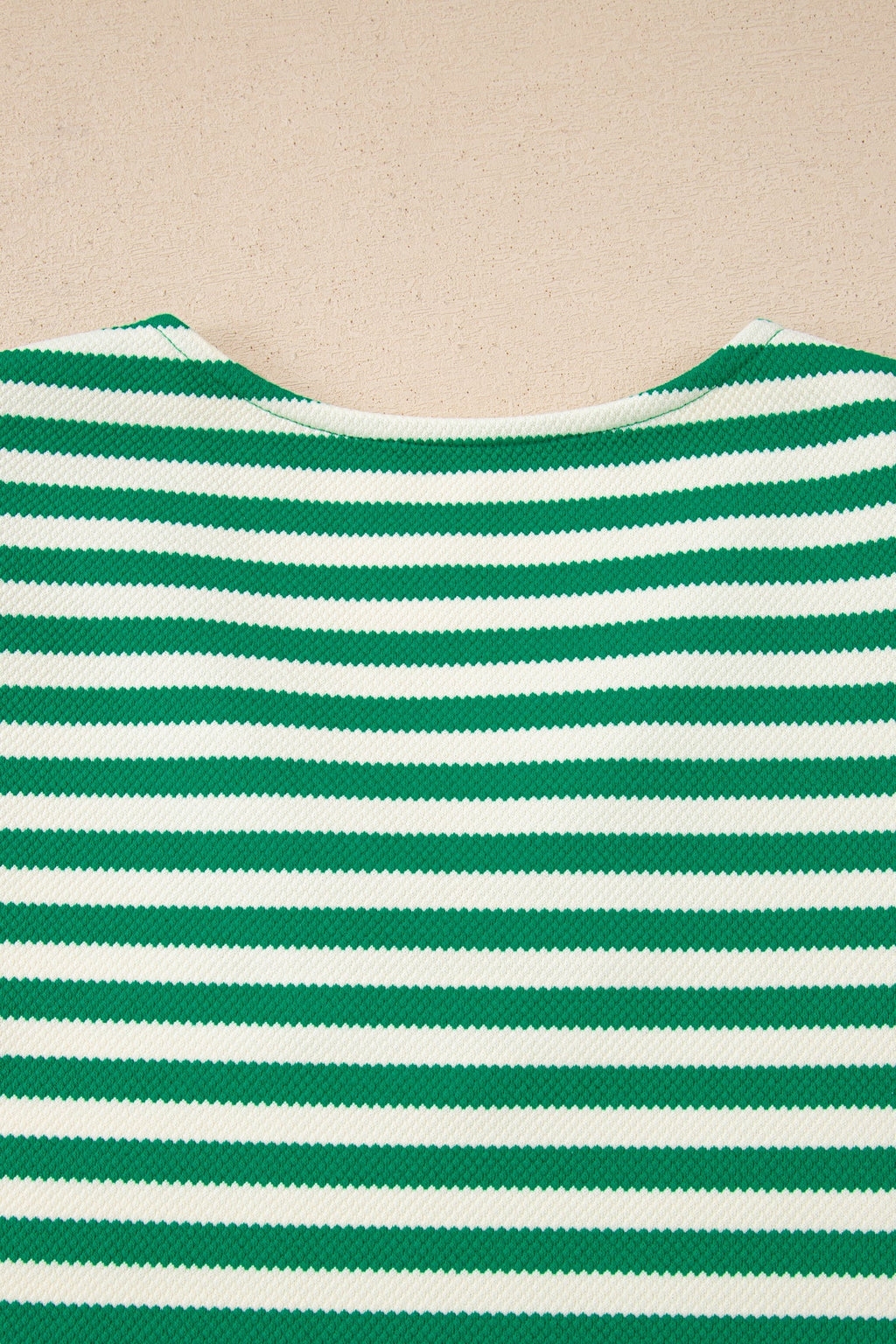 Stripe Patchwork Puff Short Sleeve V-Neck Blouse