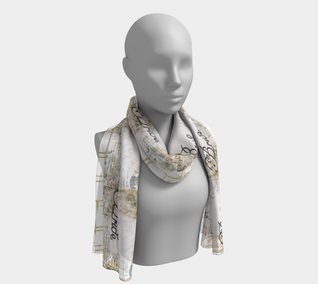 Golden Antique Elegant Bride Long Scarf