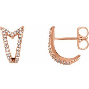 14K Rose Gold 1/6 CTW Natural Diamond Geometric J-Hoop Earrings