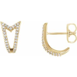 14K Yellow Gold 1/6 CTW Natural Diamond Geometric J-Hoop Earrings