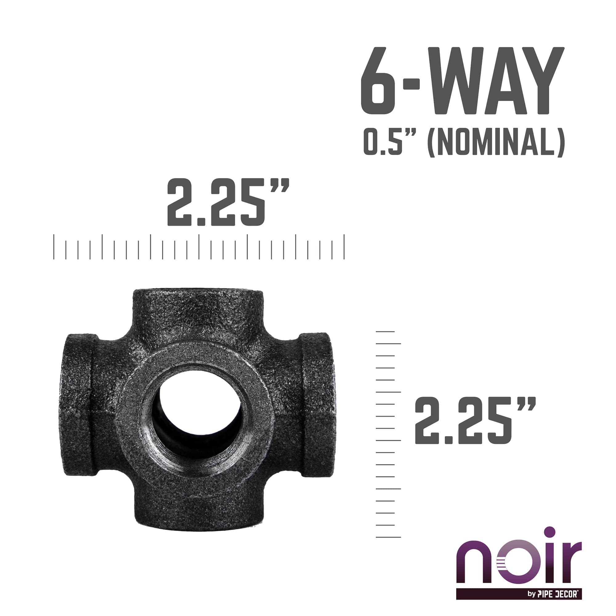1/2 in. Prefinished Matte Black 6-Way Fitting