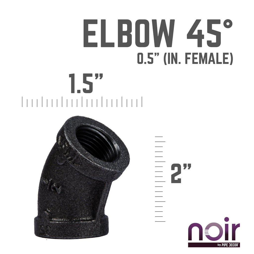 1/2 in. Prefinished Matte Black 45-Degree Elbow