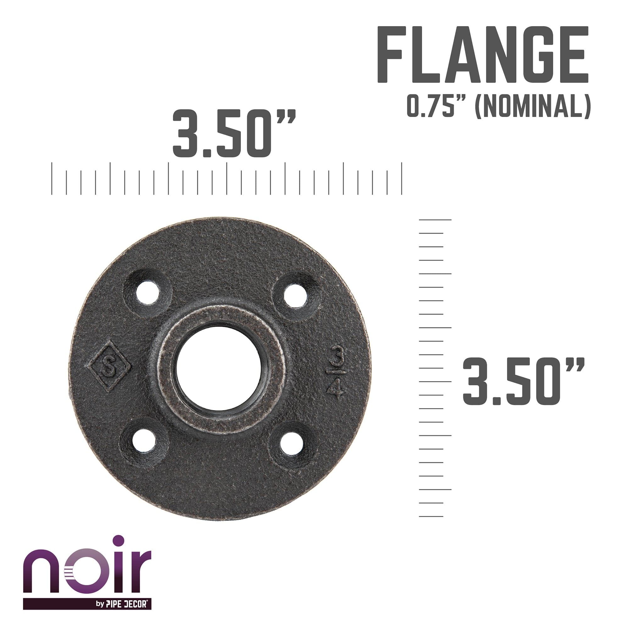 3/4 in. Prefinished Matte Black Floor Flange