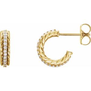 14K Yellow Gold 1/5 CTW Natural Diamond Rope Hoop Earrings
