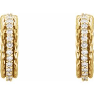 14K Yellow Gold 1/5 CTW Natural Diamond Rope Hoop Earrings