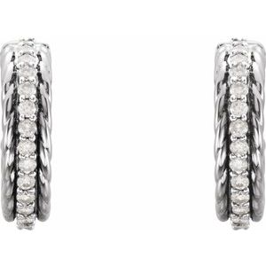 Platinum 1/5 CTW Natural Diamond Rope Hoop Earrings
